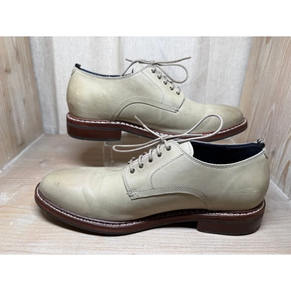 Cole Haan Morris Plain Toe‎ Oxford Mens Beige Leather Dress Shoes Size 12 M